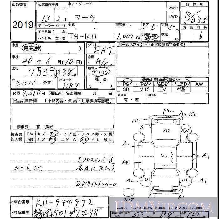 2001 NISSAN MARCH  K11 - 2019 - JU Shizuoka