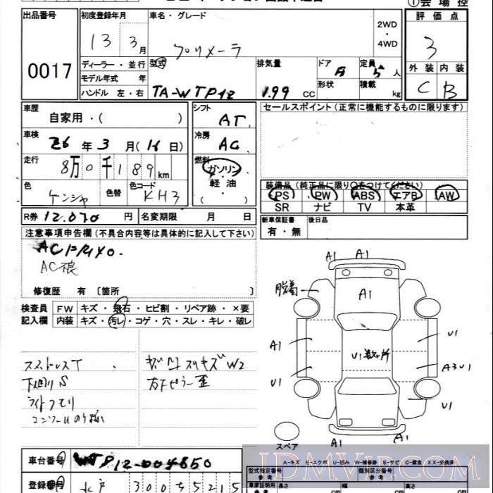 2001 NISSAN PRIMERA WAGON  WTP12 - 17 - JU Ibaraki