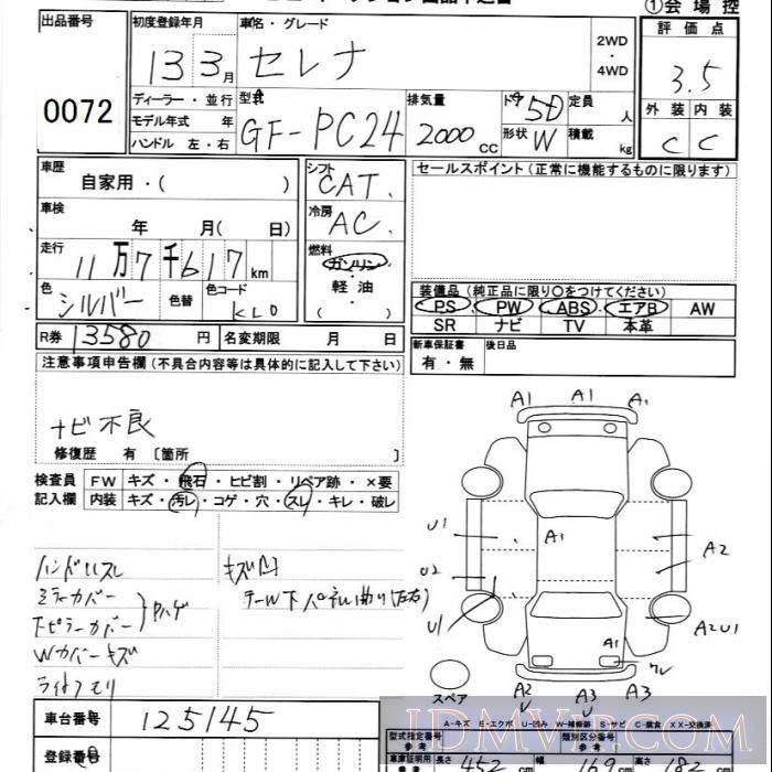 2001 NISSAN SERENA  PC24 - 72 - JU Ibaraki