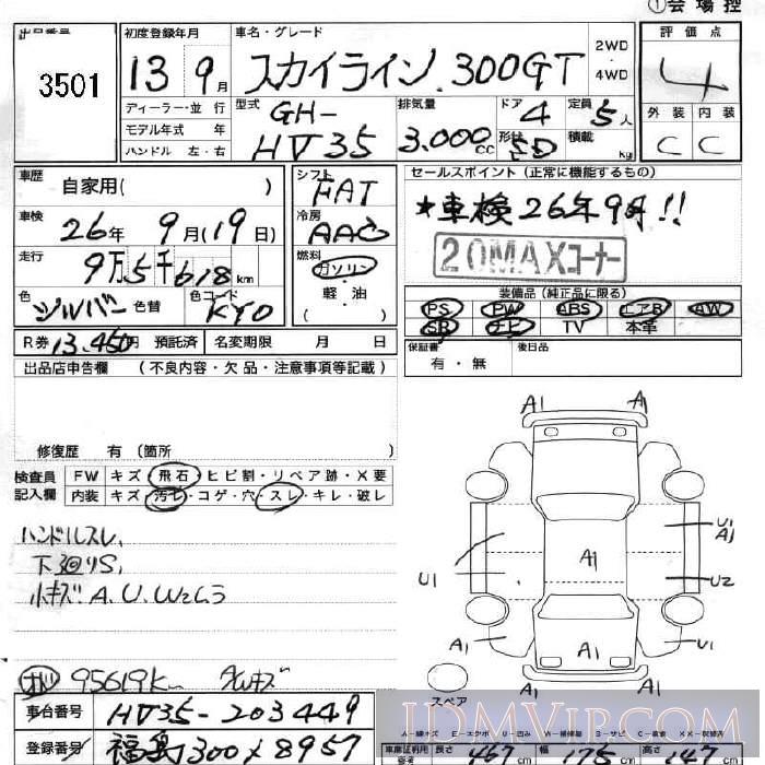 2001 NISSAN SKYLINE 300GT HV35 - 3501 - JU Fukushima