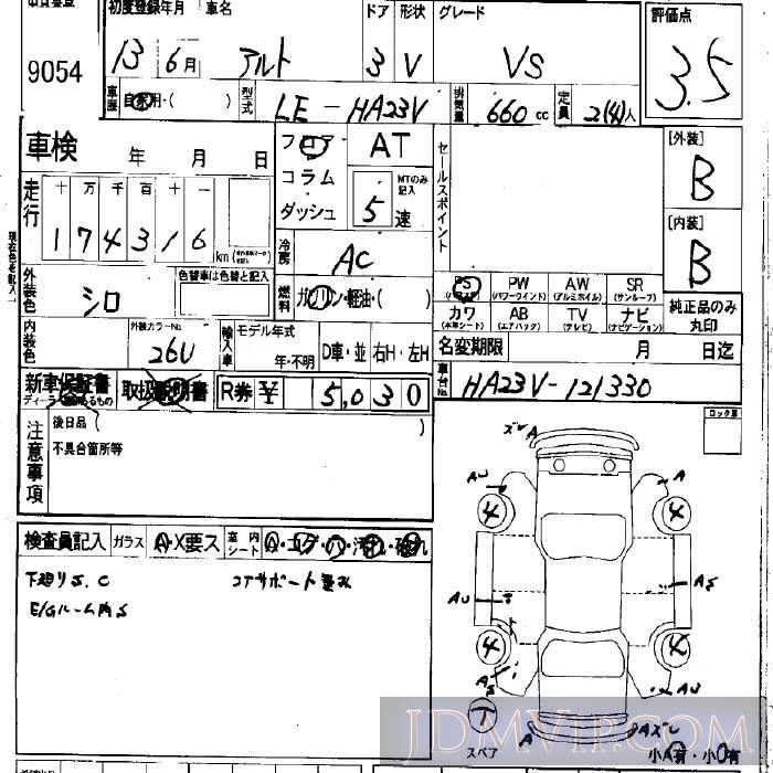 2001 SUZUKI ALTO VS HA23V - 9054 - LAA Okayama
