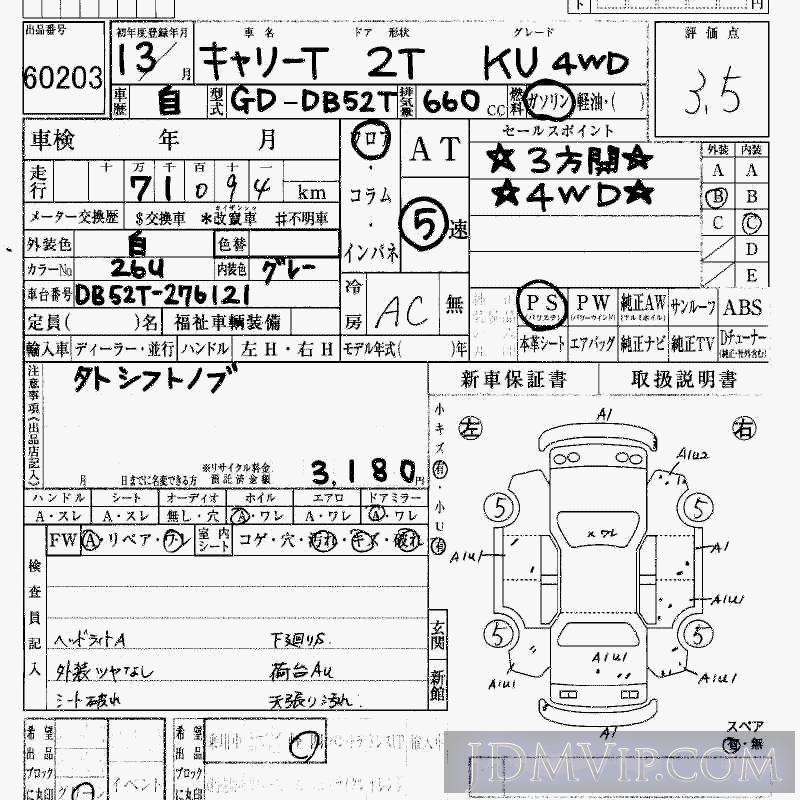 2001 SUZUKI CARRY TRUCK 4WD_KU DB52T - 60203 - HAA Kobe