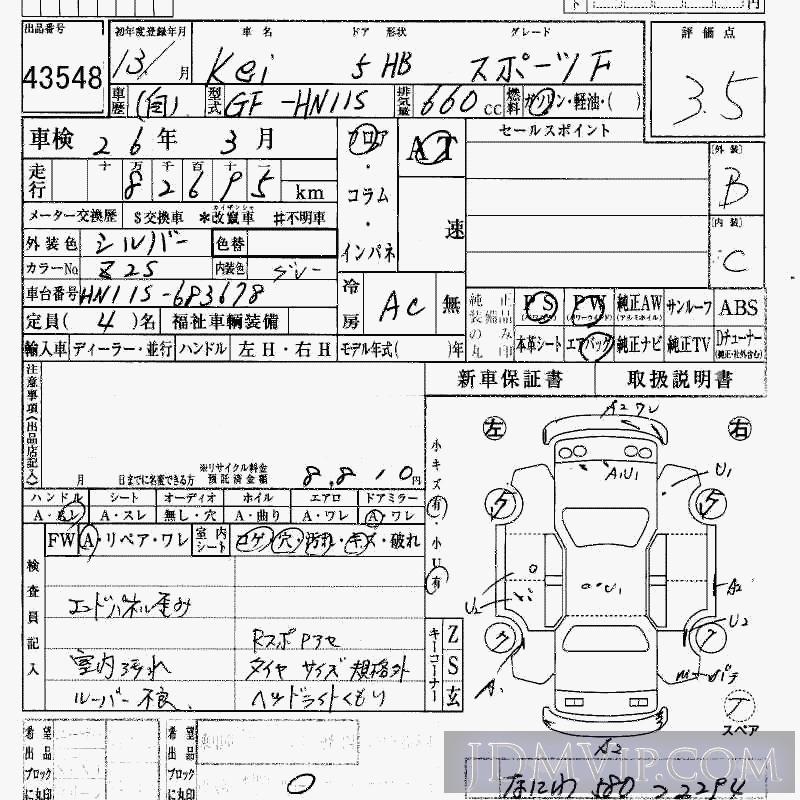 2001 SUZUKI KEI F HN11S - 43548 - HAA Kobe