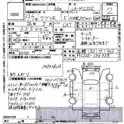 2001 SUZUKI WAGON R 21S_FM MC22S - 1050 - USS Sapporo