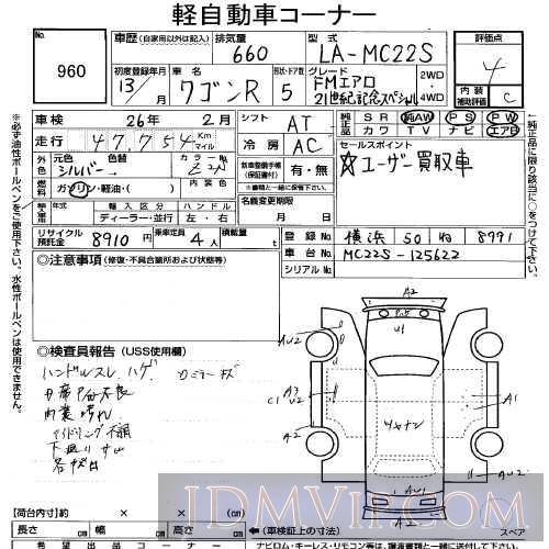 2001 SUZUKI WAGON R 21S_FM MC22S - 960 - USS Tokyo