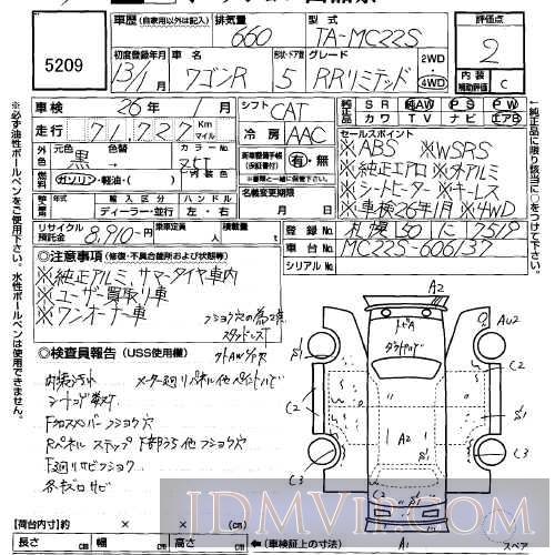 2001 SUZUKI WAGON R RR_LTD MC22S - 5209 - USS Sapporo
