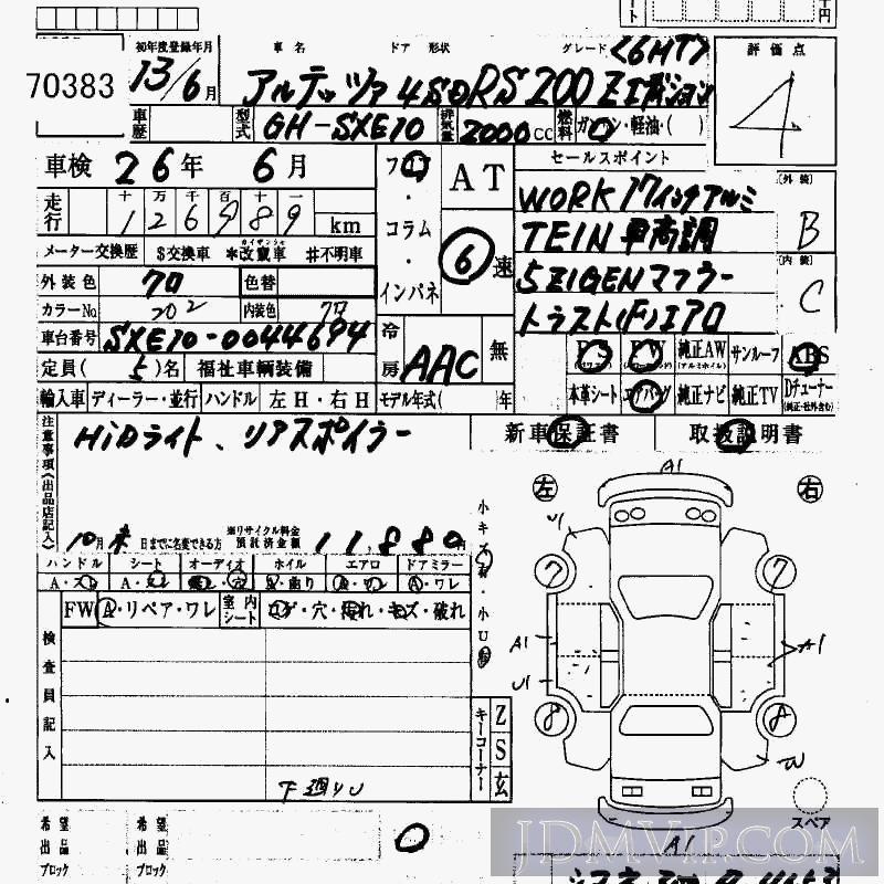 2001 TOYOTA ALTEZZA RS200_Z-ED_6MT SXE10 - 70383 - HAA Kobe
