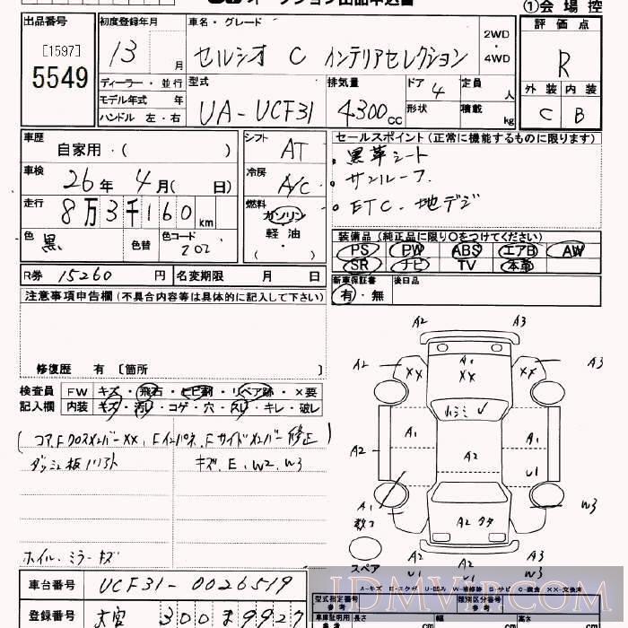 2001 TOYOTA CELSIOR C UCF31 - 5549 - JU Saitama