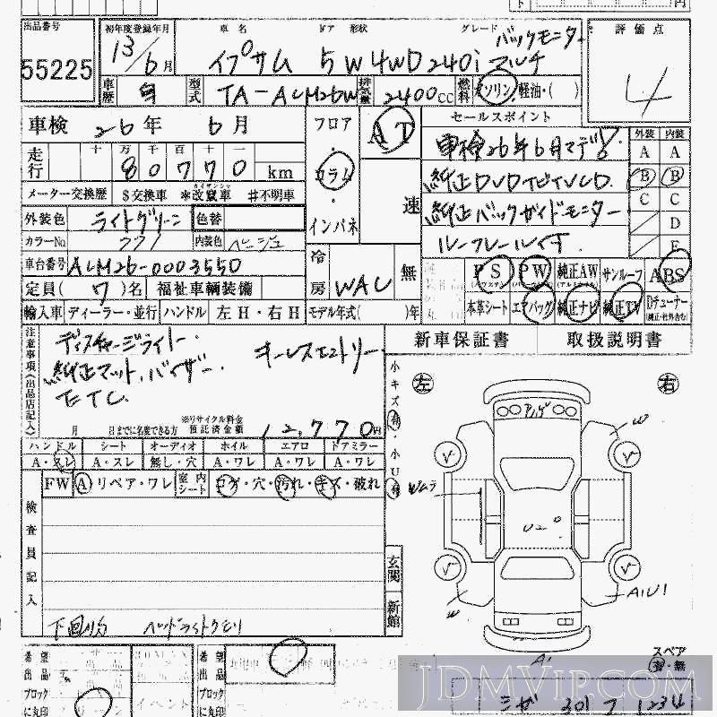 2001 TOYOTA IPSUM 4WD_240I__B ACM26W - 55225 - HAA Kobe