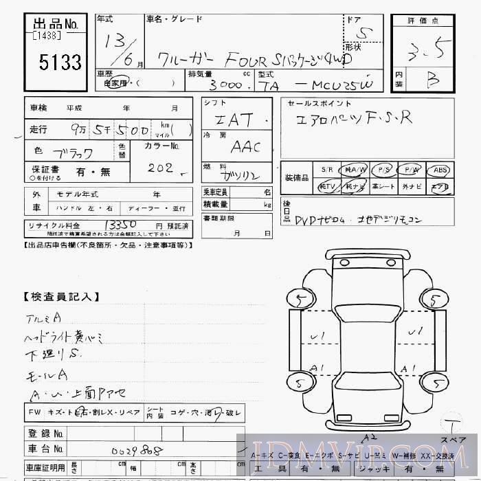 2001 TOYOTA KLUGER 4WD_FOUR_S-PKG MCU25W - 5133 - JU Gifu