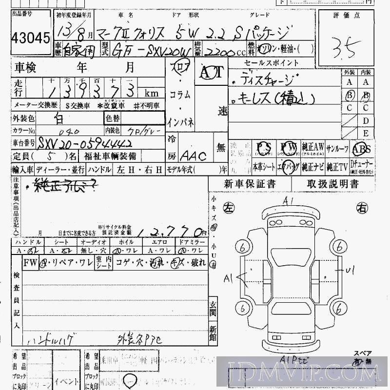 2001 TOYOTA MARK II WAGON 2.2_S SXV20W - 43045 - HAA Kobe