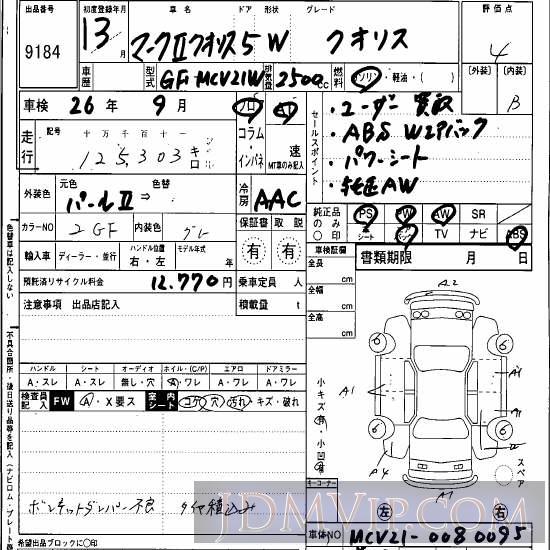 2001 TOYOTA MARK II WAGON 2.5 MCV21W - 9184 - Hanaten Osaka