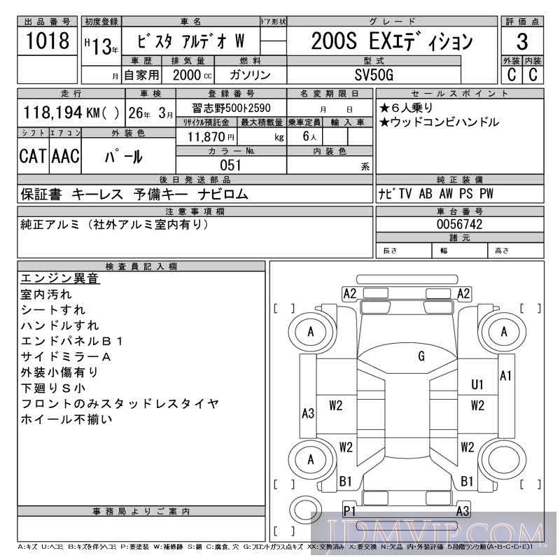 2001 TOYOTA VISTA ARDEO 200S_EX SV50G - 1018 - CAA Tokyo