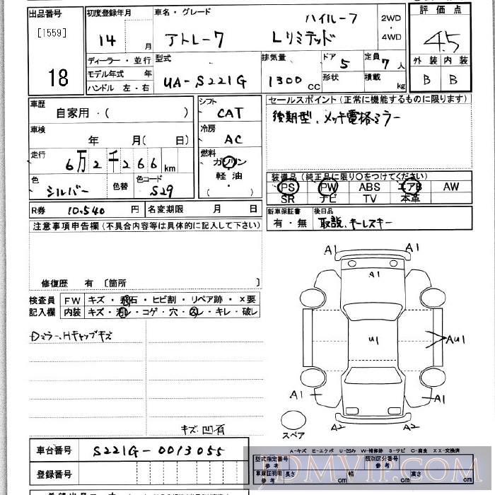 2002 DAIHATSU ATRAI 7 L-LTD_HR S221G - 18 - JU Kanagawa