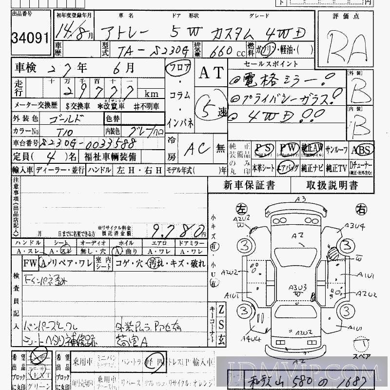 2002 DAIHATSU ATRAI WAGON 4WD_ S230G - 34091 - HAA Kobe