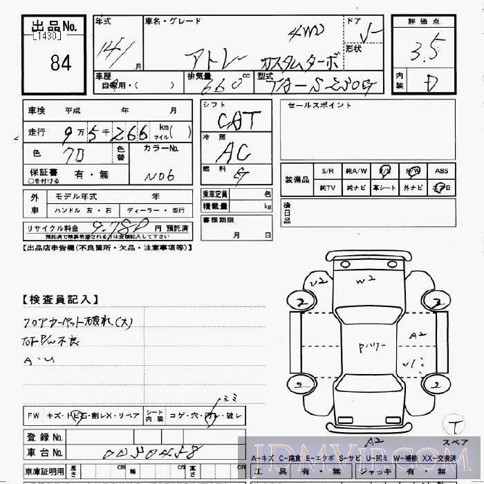 2002 DAIHATSU ATRAI WAGON 4WD_ S230G - 84 - JU Gifu