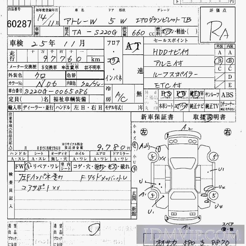 2002 DAIHATSU ATRAI WAGON TB S220G - 60287 - HAA Kobe