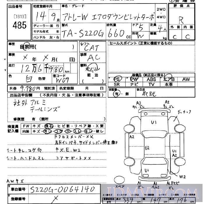 2002 DAIHATSU ATRAI WAGON  S220G - 485 - JU Saitama