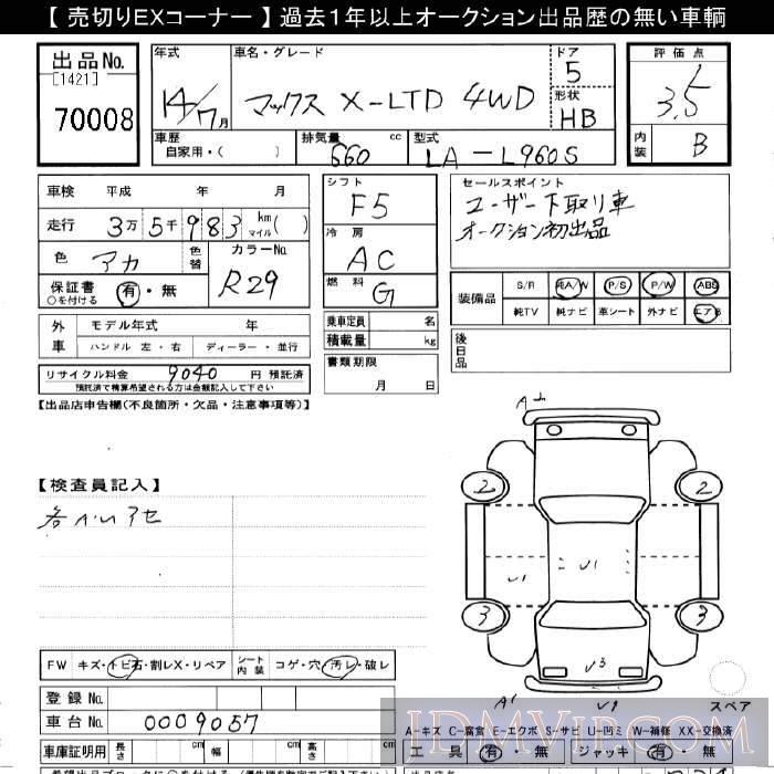2002 DAIHATSU MAX 4WD_X_LTD L960S - 70008 - JU Gifu