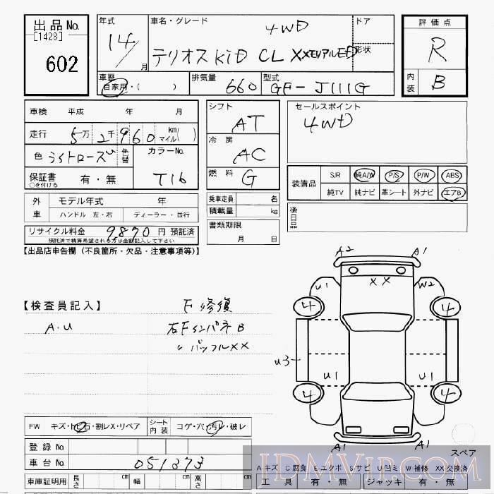 2002 DAIHATSU TERIOS KID 4WD_CL_XED J111G - 602 - JU Gifu