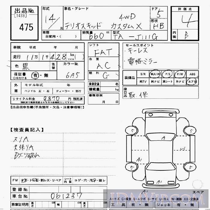 2002 DAIHATSU TERIOS KID 4WD_X J111G - 475 - JU Gifu