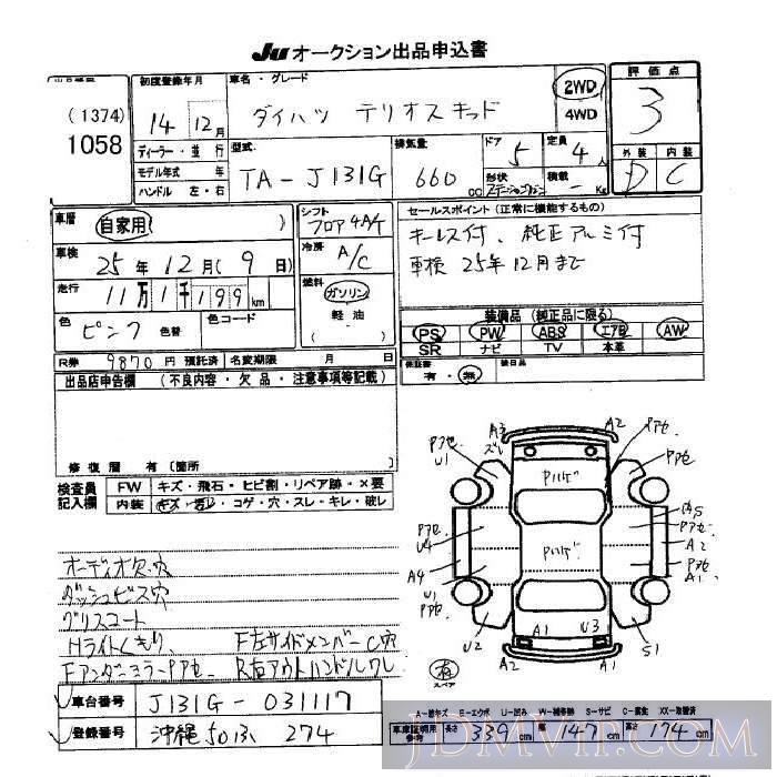 2002 DAIHATSU TERIOS KID  J131G - 1058 - JU Okinawa