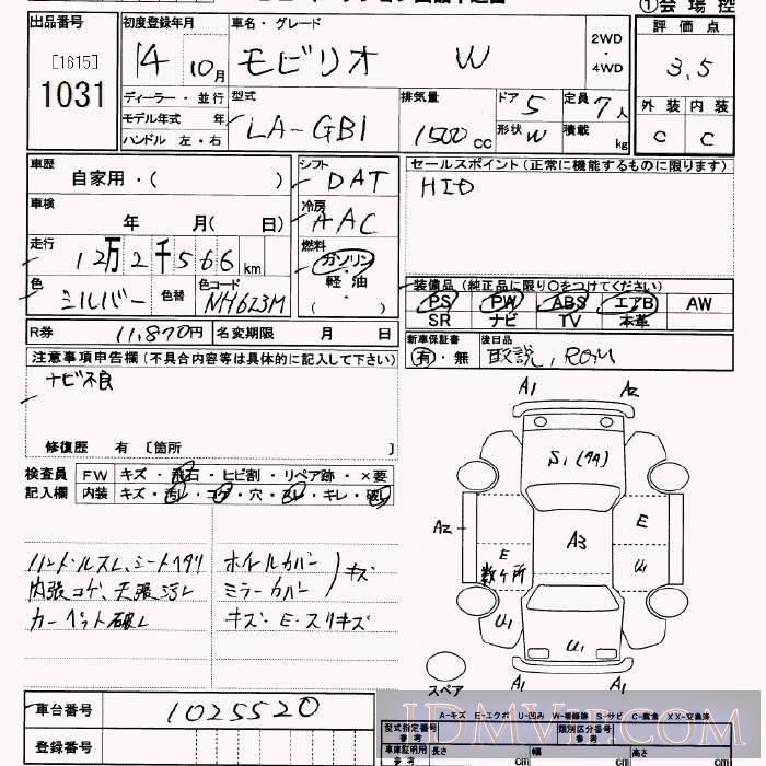 2002 HONDA MOBILIO W GB1 - 1031 - JU Saitama