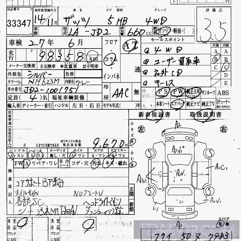 2002 HONDA THATS 4WD JD2 - 33347 - HAA Kobe