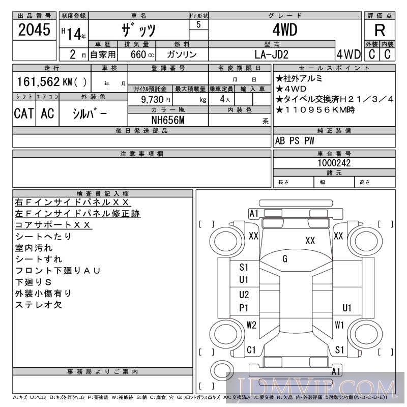 2002 HONDA THATS 4WD JD2 - 2045 - CAA Tohoku