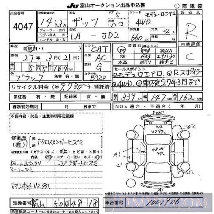 2002 HONDA THATS _4WD JD2 - 4047 - JU Toyama