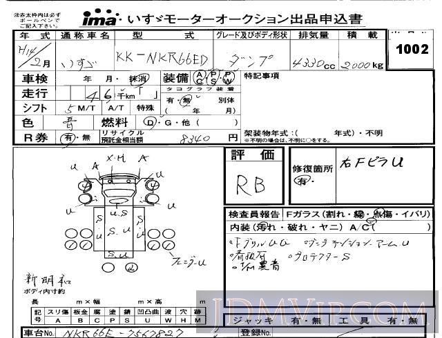 2002 ISUZU ELF TRUCK  NKR66ED - 1002 - Isuzu Kobe