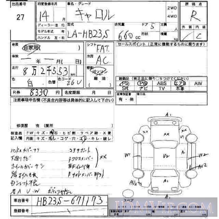 2002 MAZDA CAROL  HB23S - 27 - JU Hiroshima
