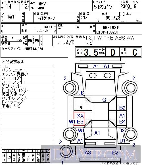 2002 MAZDA MPV 4WD LW3W - 7099 - NAA Osaka