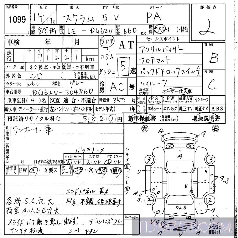 2002 MAZDA SCRUM PA DG62V - 1099 - IAA Osaka