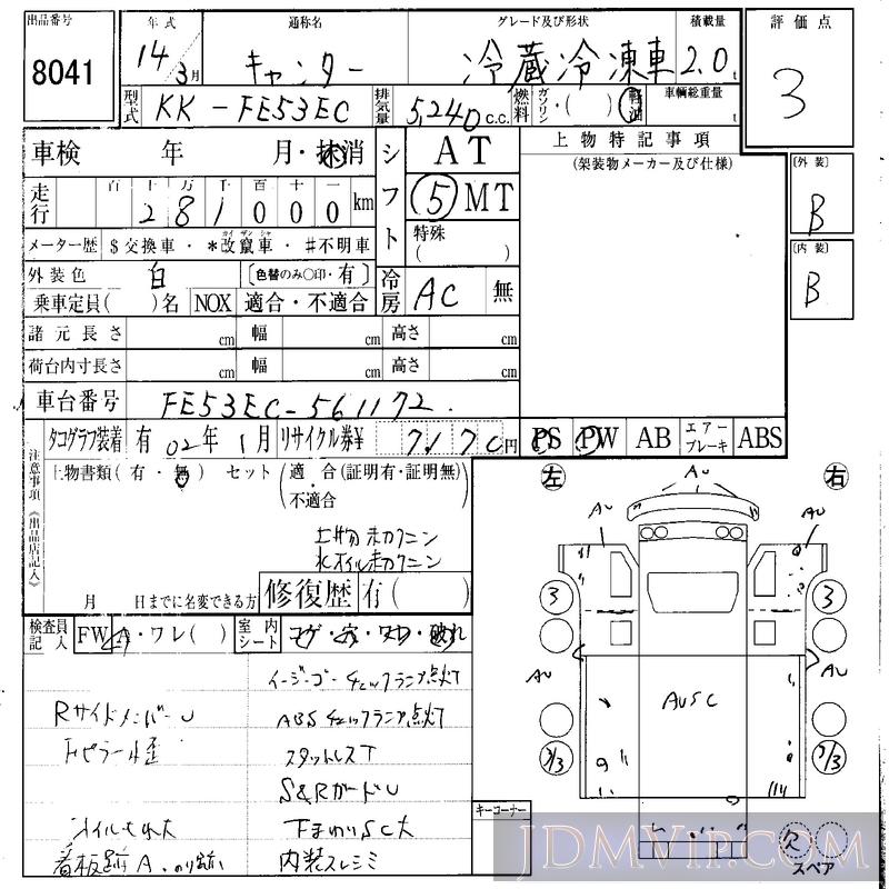 2002 MITSUBISHI CANTER TRUCK 2_ FE53EC - 8041 - IAA Osaka