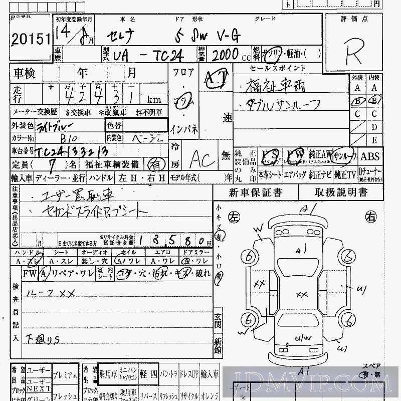 2002 NISSAN SERENA V-G TC24 - 20151 - HAA Kobe