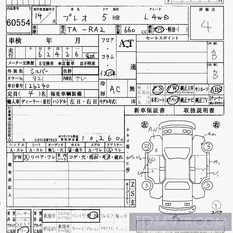 2002 SUBARU PLEO 4WD_L RA2 - 60554 - HAA Kobe