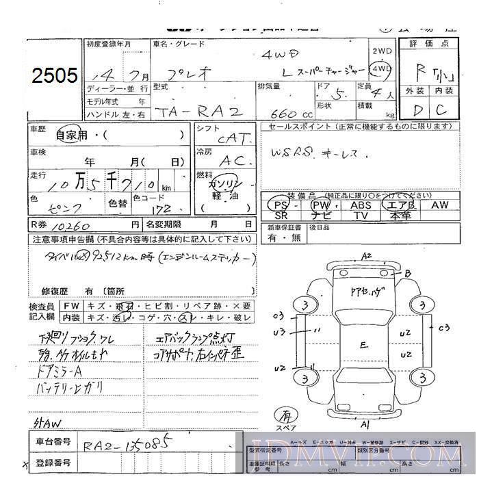 2002 SUBARU PLEO 4WD_L_ RA2 - 2505 - JU Sapporo