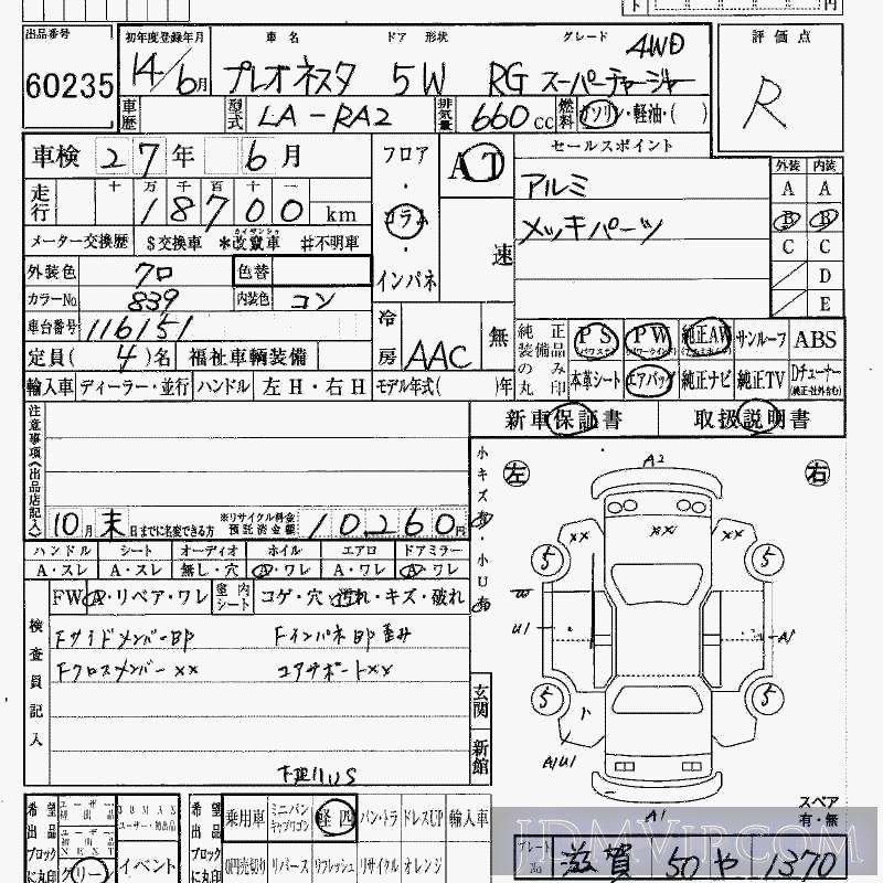 2002 SUBARU PLEO 4WD_RG_SC RA2 - 60235 - HAA Kobe
