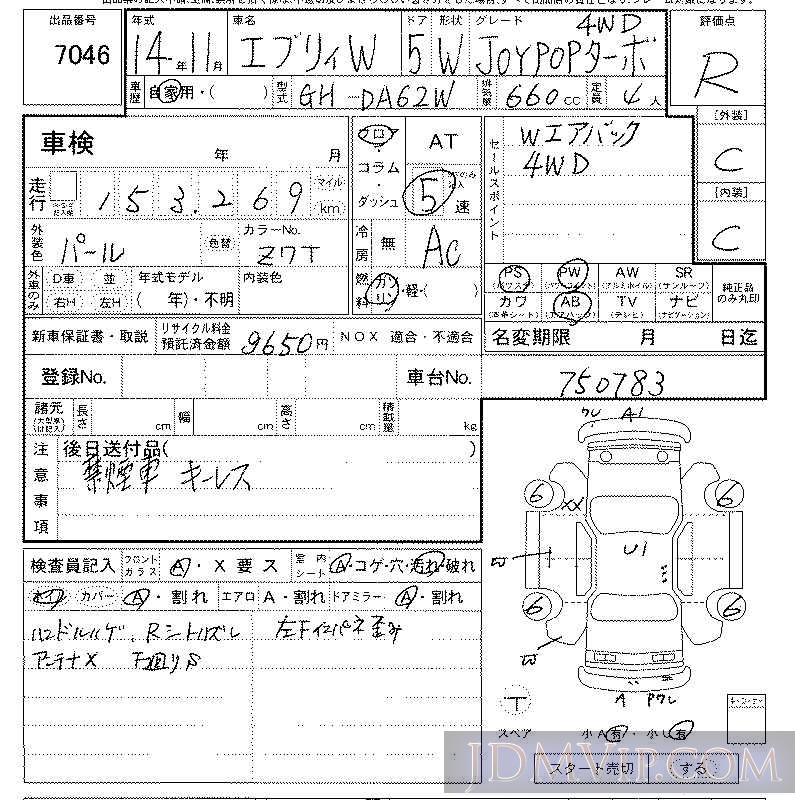 2002 SUZUKI EVERY WAGON 4WD_JOYPOP_TB DA62W - 7046 - LAA Kansai