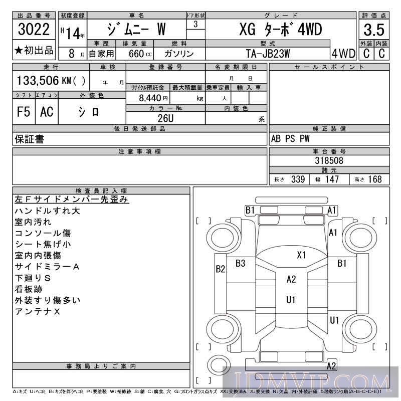 2002 SUZUKI JIMNY XG_4WD JB23W - 3022 - CAA Gifu