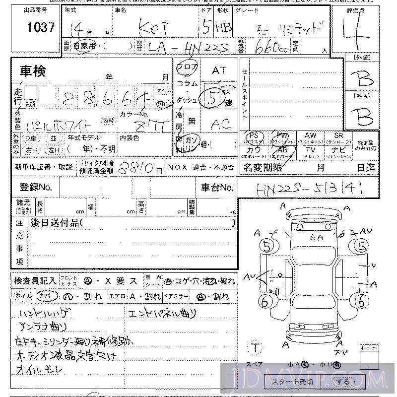 2002 SUZUKI KEI E_LTD HN22S - 1037 - LAA Kansai