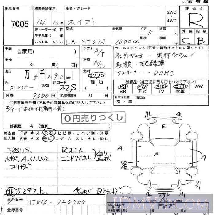 2002 SUZUKI SWIFT  HT51S - 7005 - JU Fukushima