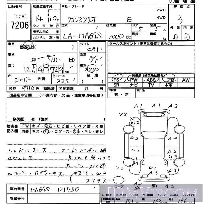2002 SUZUKI WAGON R 1.0E MA64S - 7206 - JU Saitama