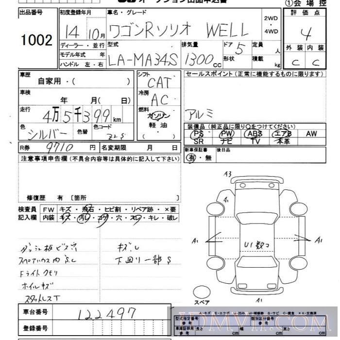 2002 SUZUKI WAGON R 1.3WELL MA34S - 1002 - JU Chiba