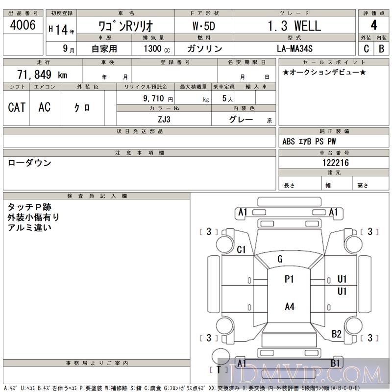 2002 SUZUKI WAGON R 1.3_WELL MA34S - 4006 - TAA Kinki