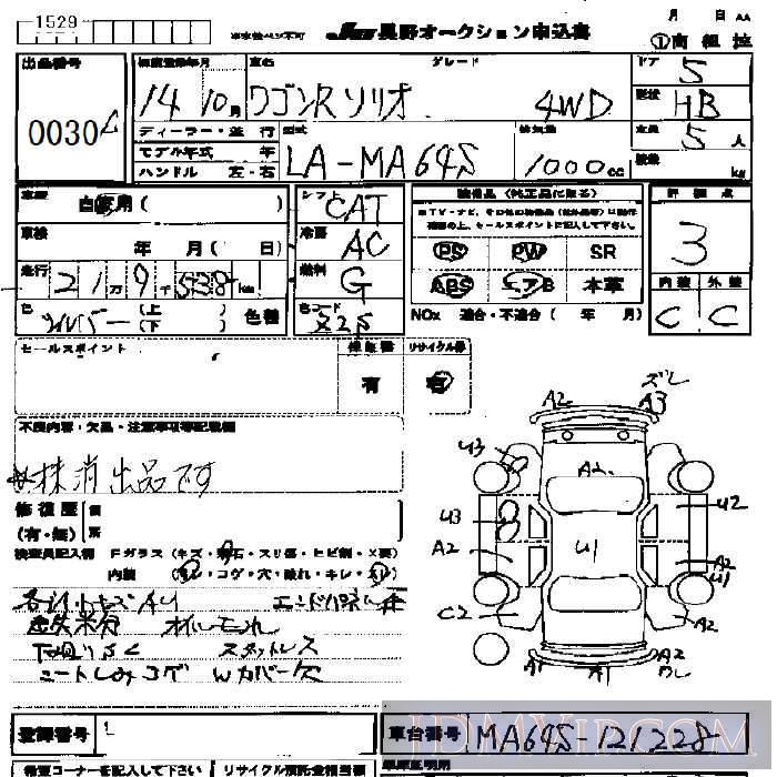 2002 SUZUKI WAGON R 4WD MA64S - 30 - JU Nagano