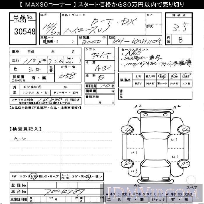 2002 TOYOTA HIACE DX_D-T KZH110G - 30548 - JU Gifu