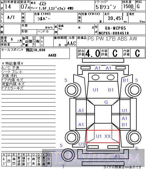 2002 TOYOTA IST 1.5F_L_4WD NCP65 - 7086 - NAA Tokyo