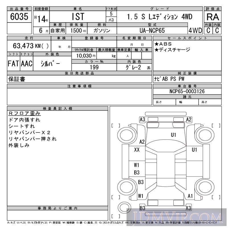 2002 TOYOTA IST 1.5_S_L_4WD NCP65 - 6035 - CAA Gifu